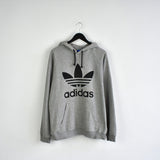Vintage Adidas hoodie pullover sweatshirt windbreaker fleece track jacket jumper in black and grey