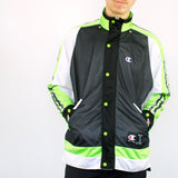 Vintage Champion tracksuit track jacket fleece windbreaker in green and white