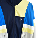 Vintage Puma zip up track jacket jumper pullover sweatshirt windbreaker hoodie jumper in blue, grey and yellow