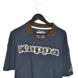 Vintage Kappa polo V neck sweater thin material longsleeve tee pullover sweatshirt in navy white and brown