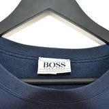 Vintage Hugo Boss crewneck jumper bomber track jacket fleece sweatshirt longsleeve tee pullover in dark blue