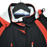 Vintage Sergio Tacchini puffer zip up jacket windbreaker tracksuit track jacket trackie sweater jumper sweatshirt pullover long sleeve in black and red