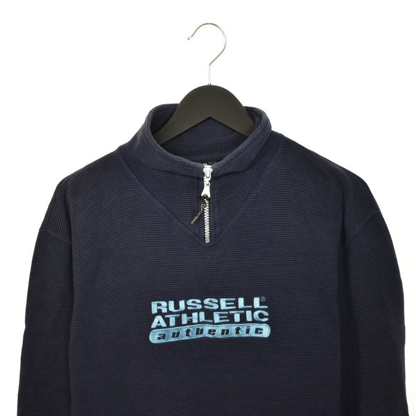 Vintage Russel athletic quarter zip up sweatshirt sweater pullover jumper in dark blue color