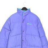 Vintage reversable lotto puffer jacket windbreaker fleece track jacket bomber jacket in purple and cyan