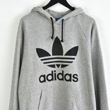 Vintage Adidas hoodie pullover sweatshirt windbreaker fleece track jacket jumper in black and grey