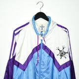 Vintage Hummel track bomber jacket fleece windbreaker in purple blue and white