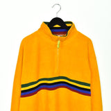 Vintage fuzzy fleece track longsleeve tee pullover sweatshirt jumper in orange