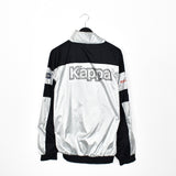 Vintage Kappa zip up tracksuit track jacket trackie sweater windbreaker jumper sweatshirt pullover long sleeve in black and silver