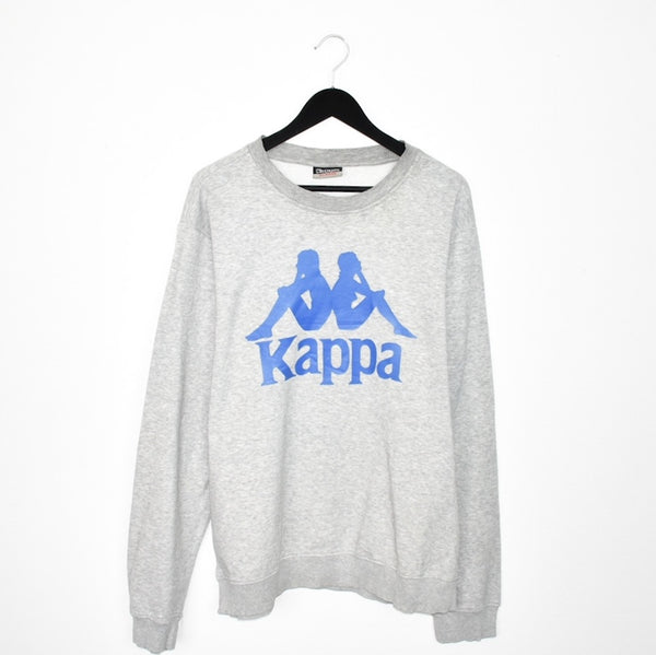Vintage Kappa long sleeve sweatshirt jumper hoodie t-shirt top blouse tee in grey and blue