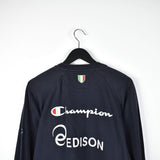 Vintage Champion jumper pullover fleece track sweatshirt bomber jacket in dark grey and blue