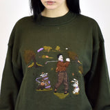 Vintage unique sweater pullover jumper in dark green