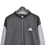 Vintage Adidas jacket windbreaker track jacket bomber jacket fleece pullover zip up jacket in dark and light grey