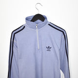 Vintage Adidas quarter zip up sweatshirt longsleeve tee pullover jumper in light blue