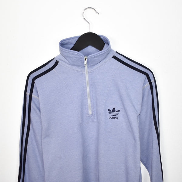 Vintage Adidas quarter zip up sweatshirt longsleeve tee pullover jumper in light blue