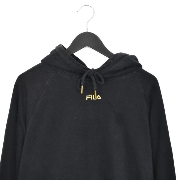 Vintage Fila hoodie sweatshirt long sleeve jumper in black and gold