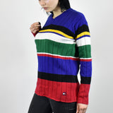 Vintage Tommy Hilfiger sweater pullover jumper in red, black, blue, white, yellow and green