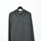 Vintage CHAPS polo button up jumper longsleeve tee pullover sweatshirt in dark grey