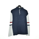 Vintage Fila quarter zip button up sweater jumper sweatshirt pullover long sleeve tracksuit trackie jacket in dark blue and grey