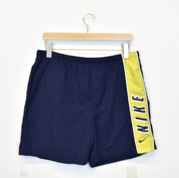 Vintage Nike shorts joggers trousers track pants bottoms in navy and yellow