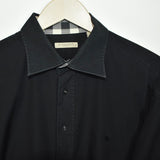Vintage Burberry collared button-down shirt top blouse in black