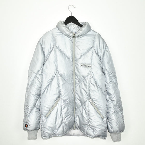 Vintage Ellesse puffer jacket windbreaker track jacket bomber jacket in silver