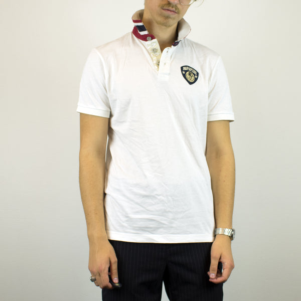 Vintage Napapijri polo shirt t-shirt pullover in white