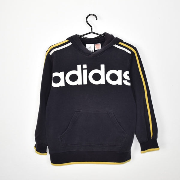Vintage Adidas hoodie long sleeve sweatshirt jumper in dark blue and yellow