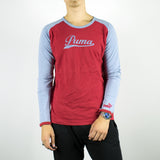 Vintage Puma sweatshirt jumper sweater pullover hoodie in red and light blue