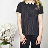 Vintage GANT polo top sweater t-shirt blouse in dark grey and cream