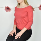 Cute striped off shoulder jumper sweater top cardigan pullover in white pink