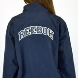 Vintage Reebok windbreaker fleece pullover in navy blue