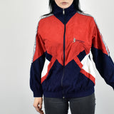 Vintage tracksuit track jacket fleece windbreaker in red, navy blue and white