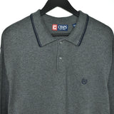 Vintage CHAPS polo button up jumper longsleeve tee pullover sweatshirt in dark grey