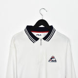Vintage Fila polo quarter zip up long sleeve shirt tee blouse top in white blue and red