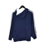 Vintage Adidas hoodie pullover sweatshirt windbreaker fleece track jacket in dark blue and white