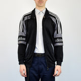 Vintage Adidas tracksuit track jacket fleece windbreaker in black and gray