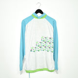 Vintage Lotto polo formal sweater jumper sweatshirt pullover long sleeve tracksuit trackie jacket in grey neon green and cyan