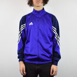 Vintage Adidas track tracksuit jacket jumper trackie in blue and navy blue