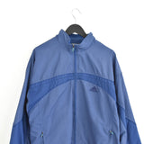 Vintage Adidas windbreaker zip up jacket fleece track jacket bomber jacket jumper in dark blue.