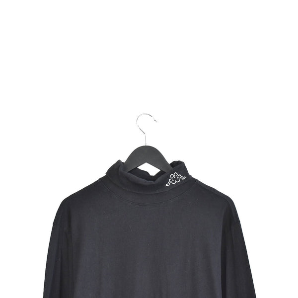 Vintage Kappa turtleneck jumper pullover sweatshirt windbreaker fleece track jacket in black
