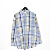 Vintage Lacoste button down formal shirt long sleeve blouse top in checkered blue