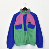 Vintage Pile jumper hoodie pullover sweatshirt windbreaker fleece track jacket in blue pink and green