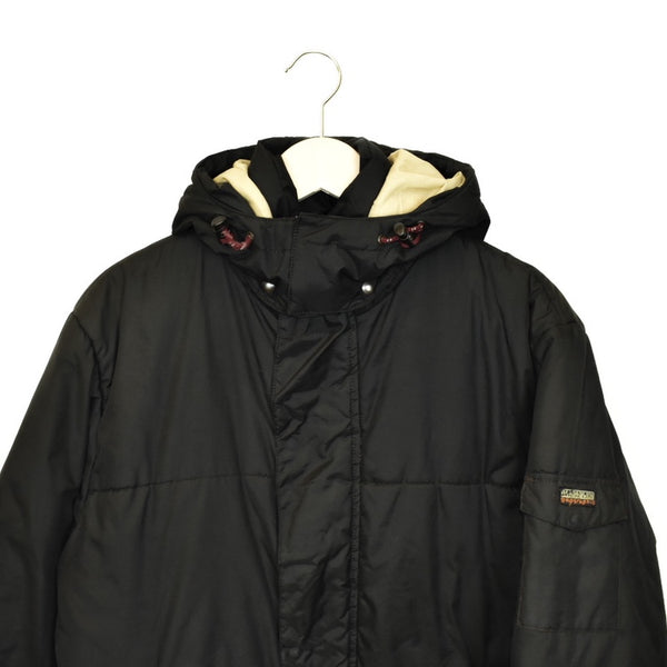 Vintage Napapijri long puffer jacket windbreaker fleece track jacket bomber jacket in black
