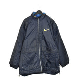Vintage Nike puffer jacket bomber zip up track jacket windbreaker sweatshirt longsleeve tee pullover jumper in navy and yellow