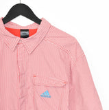 Vintage Adidas formal button uppolo shirt short sleeve top in red and white