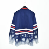Vintage lotto bomber jacket windbreaker fleece track jacket in dark blue white and red