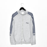 Vintage Adidas zip up pullover sweatshirt windbreaker fleece track jacket in grey