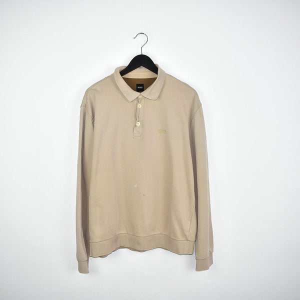 Vintage Hugo Boss formal shirt long sleeve polo shirt t-shirt top in beige