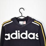 Vintage Adidas hoodie long sleeve sweatshirt jumper in dark blue and yellow