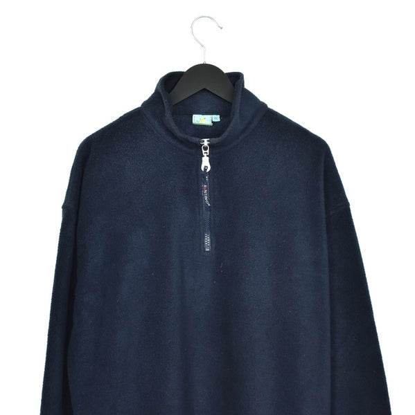 Vintage fuzzy Santino zipneck sweatshirt jumper sweater pullover hoodie in dark blue